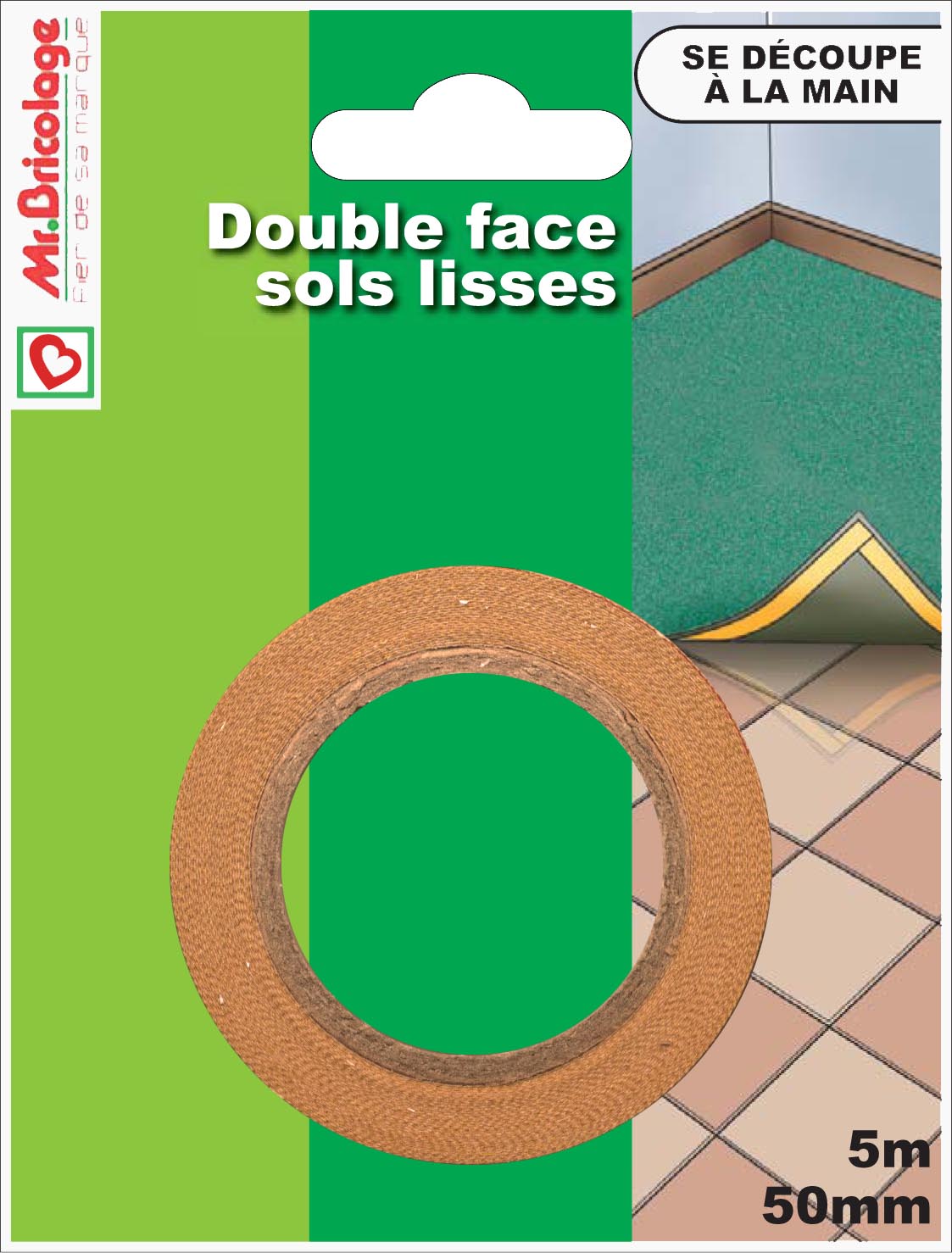 Adhésif moquette double face sols lisses 5mx50mm - MR BRICOLAGE