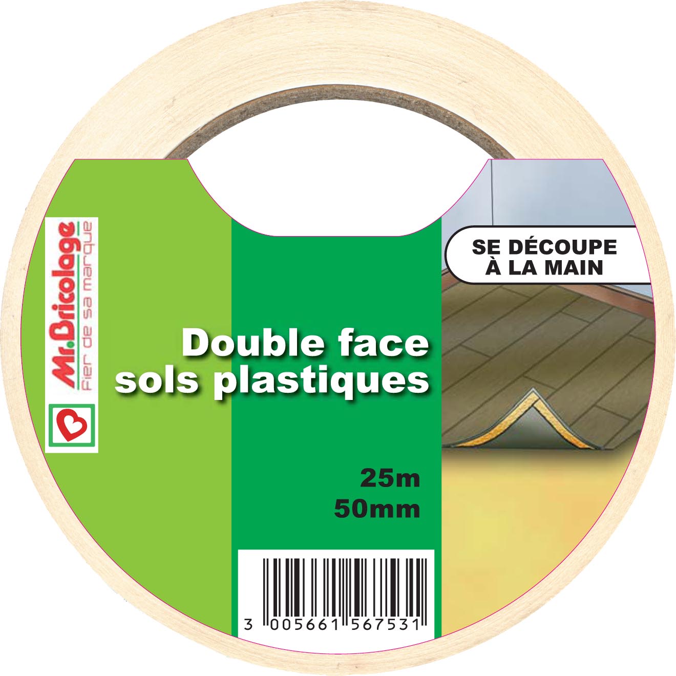 Adhésif moquette double face sols plastiques 25mx50mm blanc - MR BRICOLAGE 