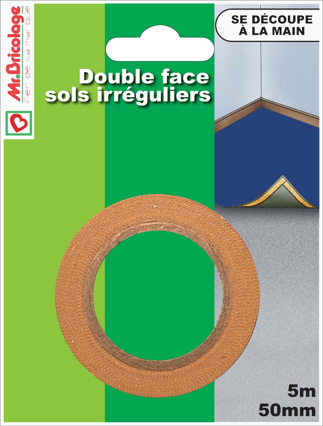 Adhésif moquette double face sols irréguliers 5mx50mm - B RESIST