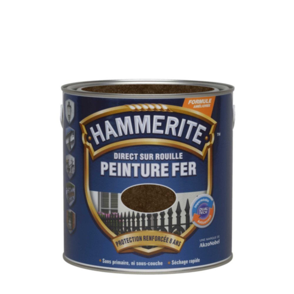 Peinture Métal Direct Sur Rouille Effet Martelé Châtaigne 0,25L - HAMMERITE