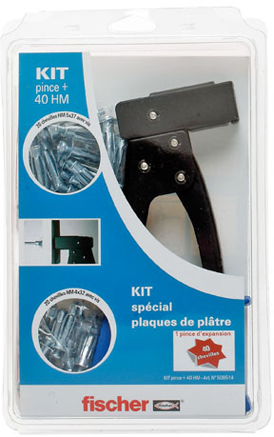 Kit pince + 40 chevilles métalliques HM en blister