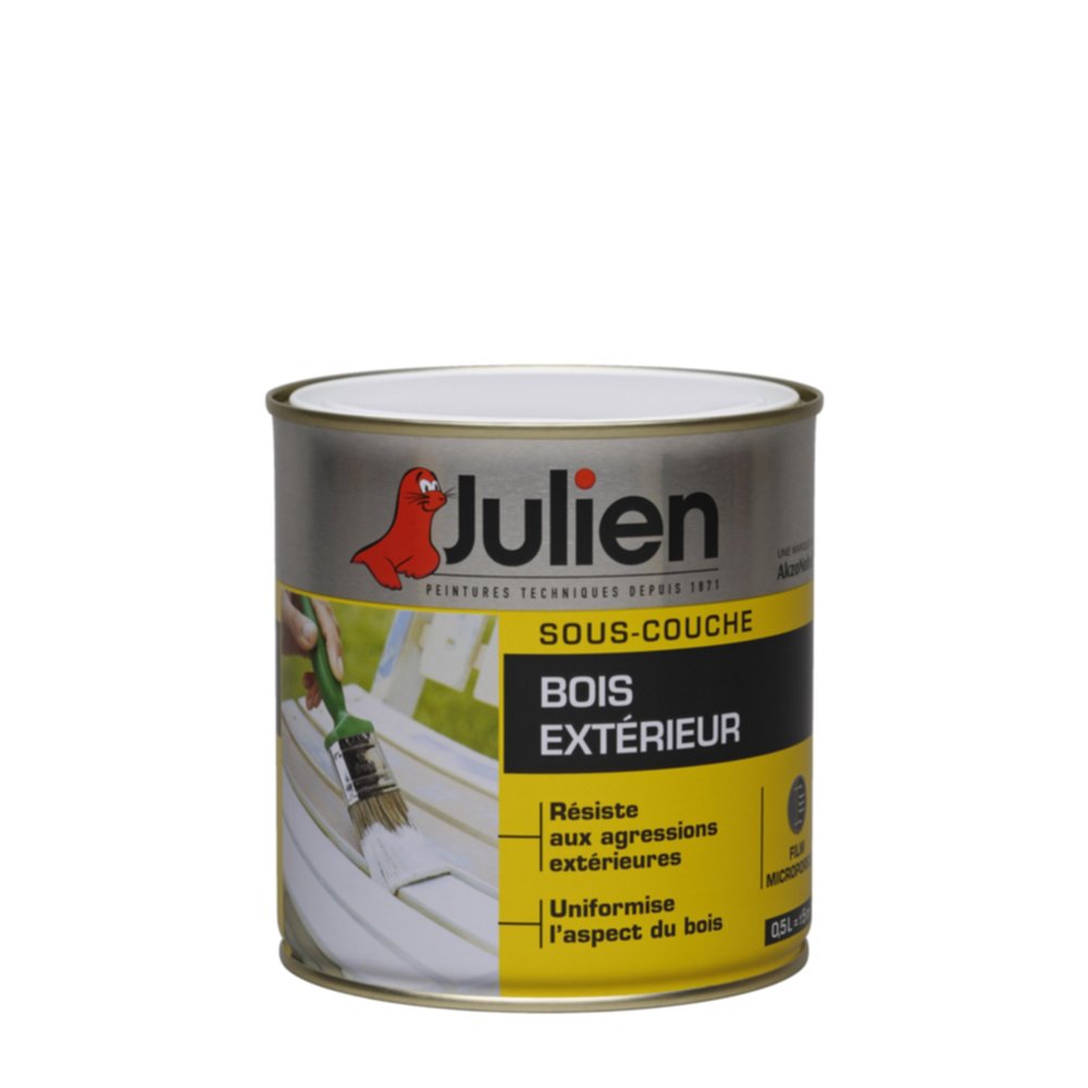 Sous-couche Peinture Bois Extérieur Blanc Mat 0,5L - JULIEN