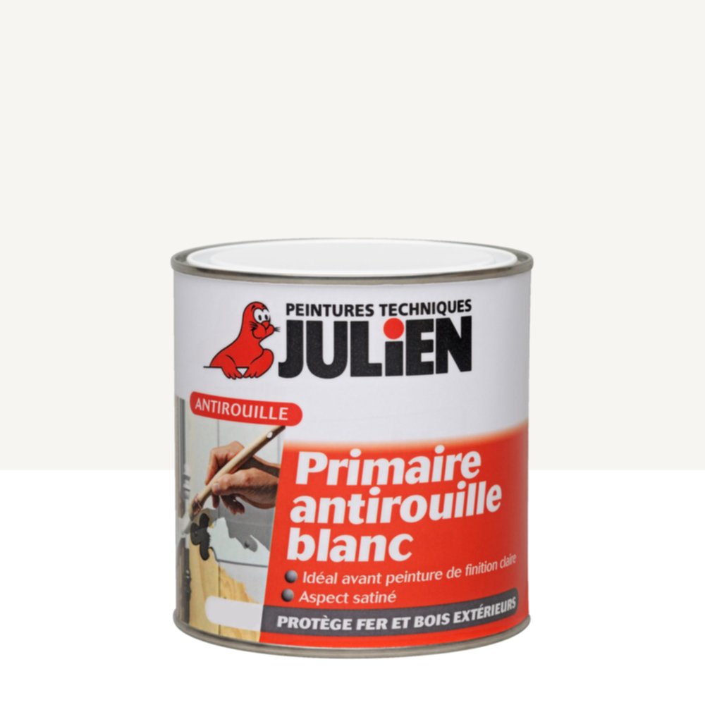 Primaire Antirouille Métal Bois Blanc Satin 0,5L - JULIEN