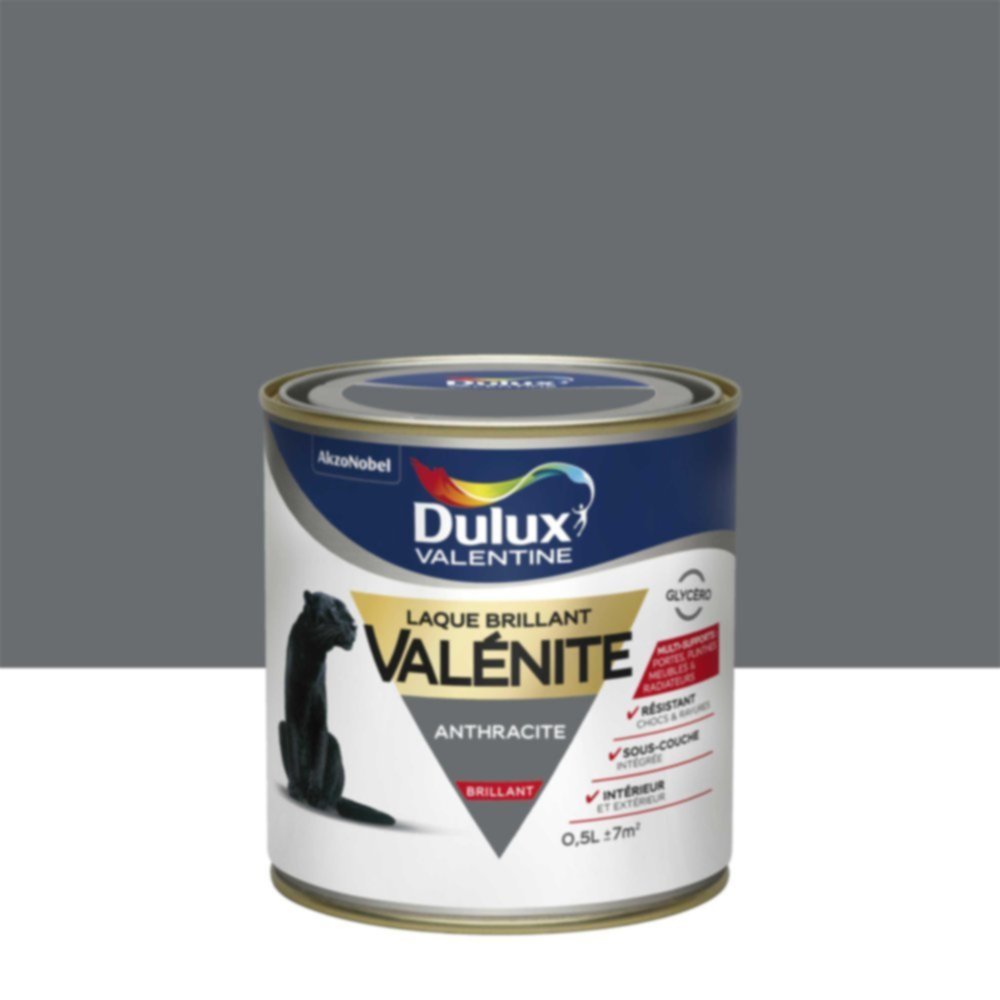 Peinture Laque Boiseries et Ferronnerie Valénite Anthracite Brillant 0,5L - DULUX VALENTINE