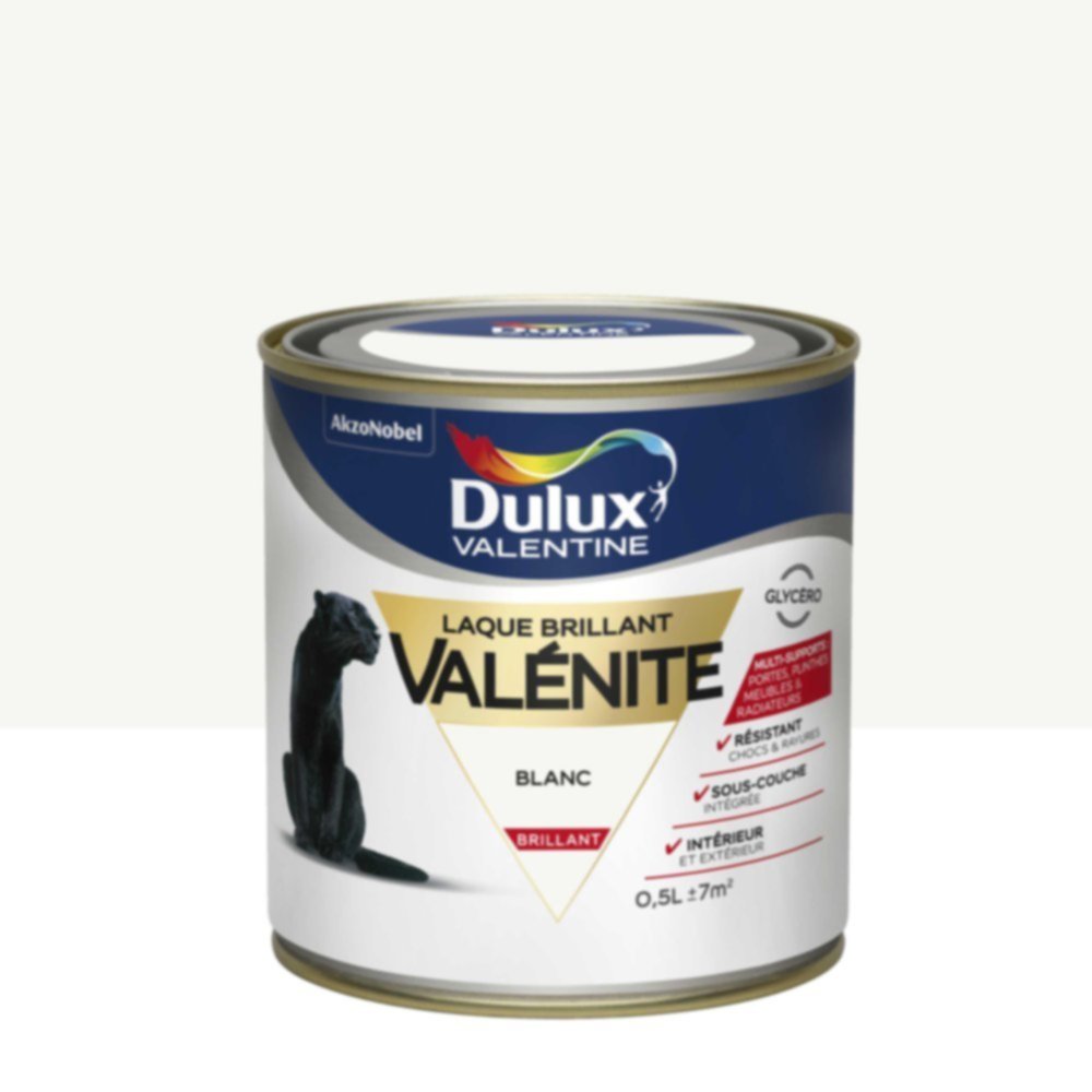 Peinture Laque Boiseries et Ferronnerie Valénite Blanc Brillant 0,5L - DULUX VALENTINE