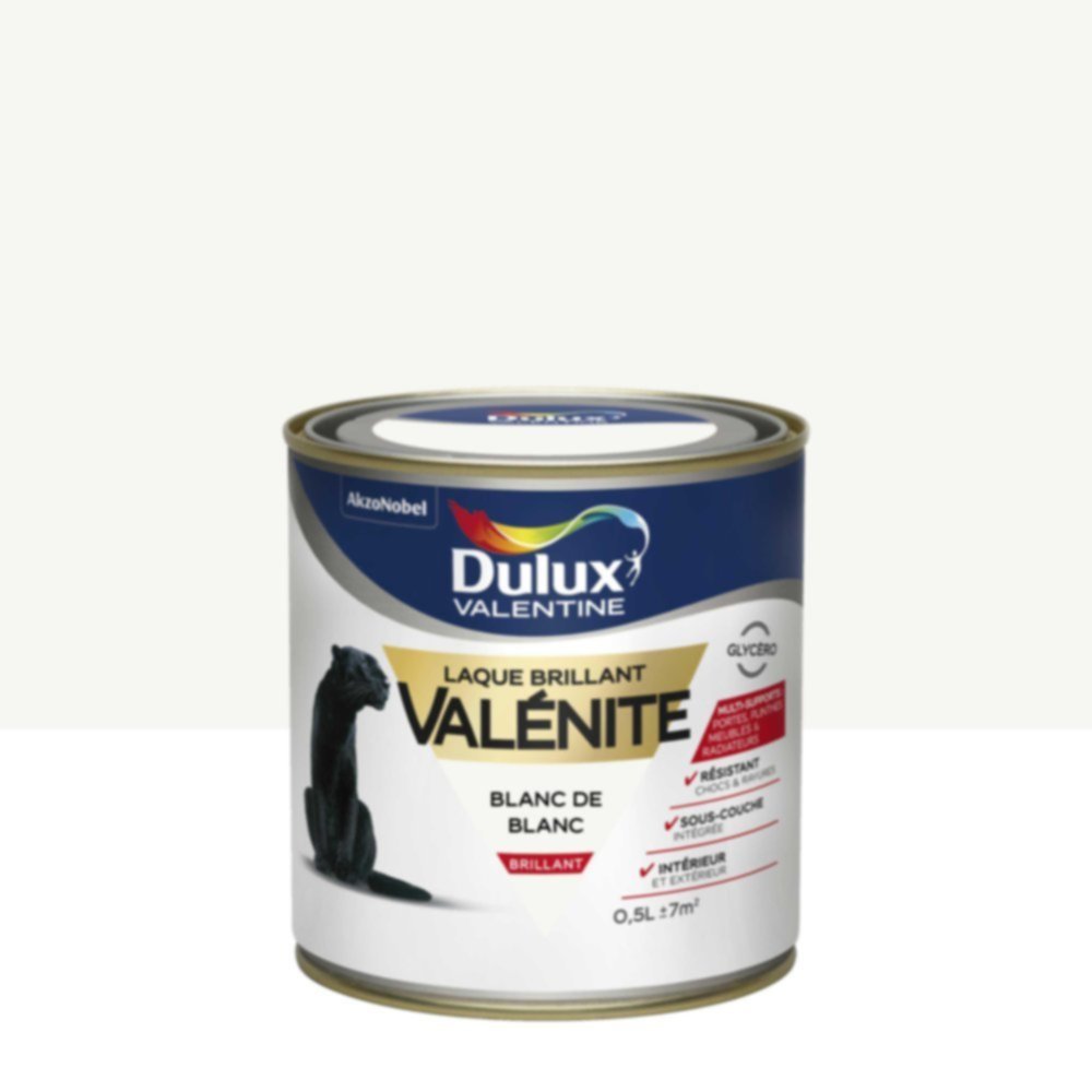 Peinture Laque Boiseries et Ferronnerie Valénite Blanc de Blanc Brillant 0,5L - DULUX VALENTINE