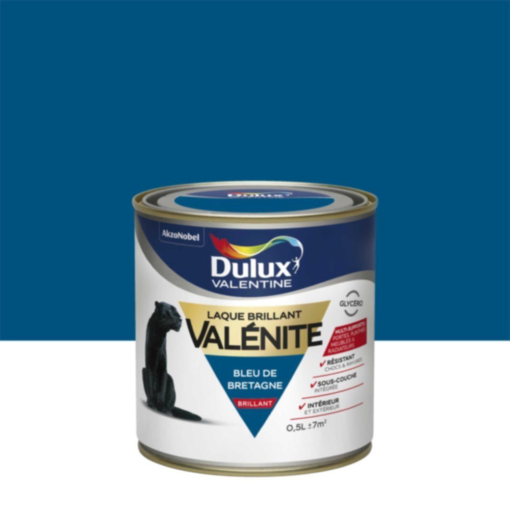 Peinture Laque Boiseries et Ferronnerie Valénite Bleu de Bretagne Brillant 0,5L - DULUX VALENTINE