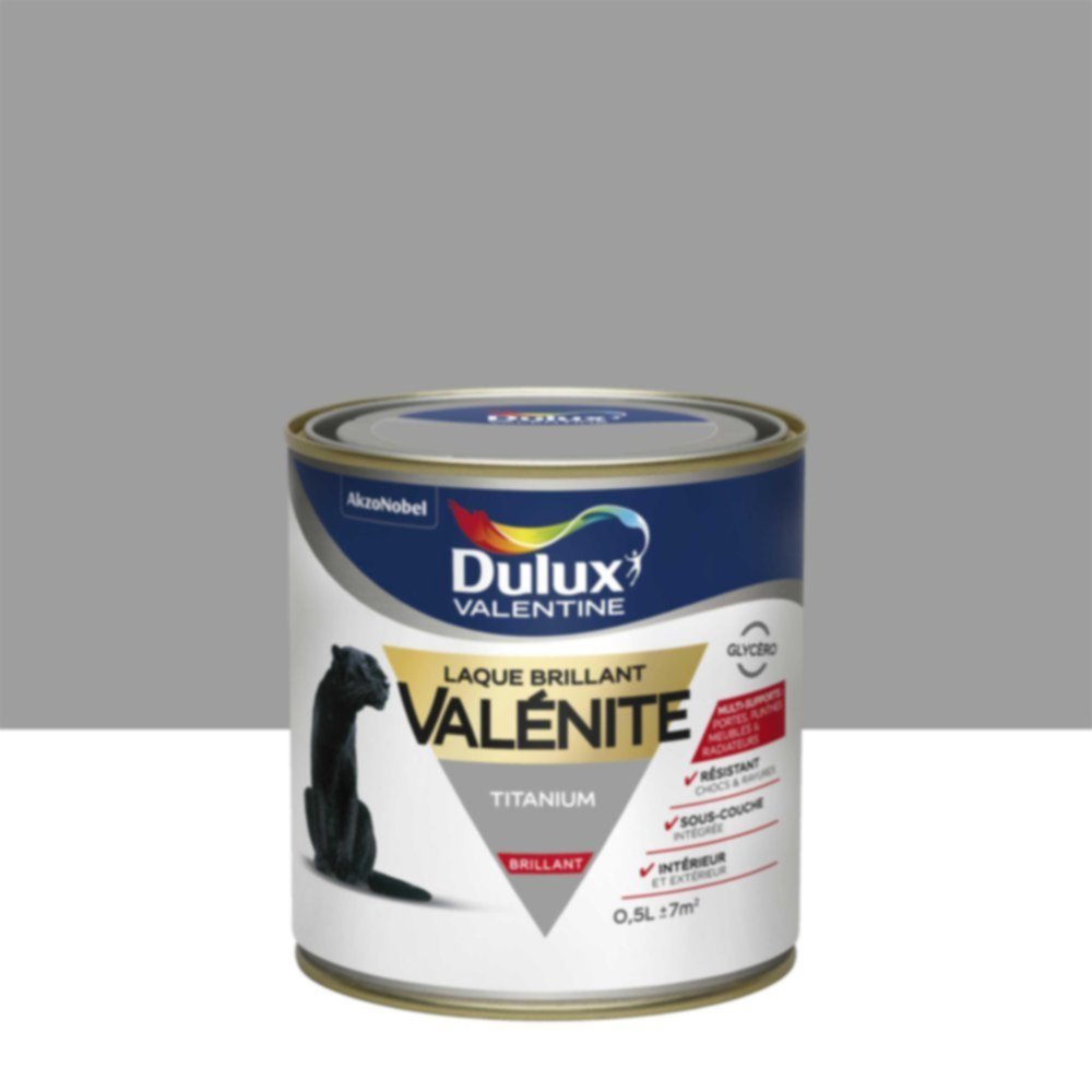 Peinture Laque Boiseries et Ferronnerie Valénite Titanium Brillant 0,5L - DULUX VALENTINE