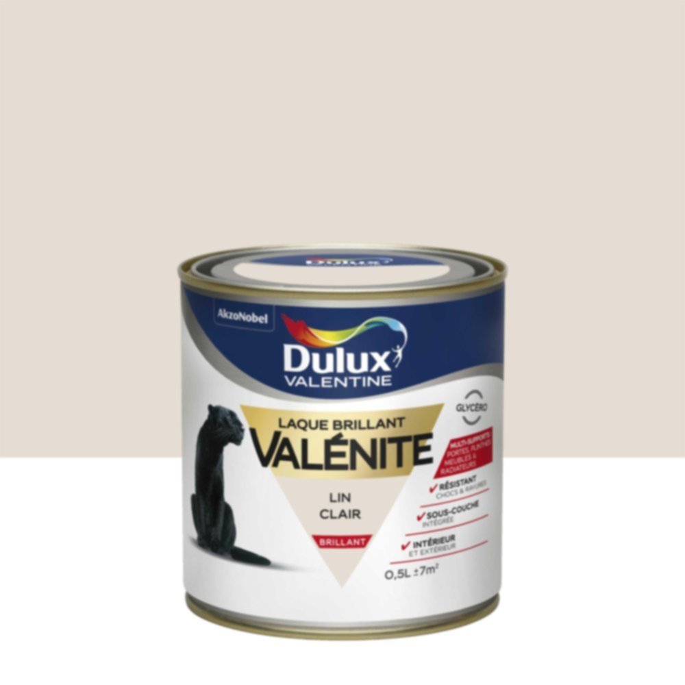 Peinture Laque Boiseries et Ferronnerie Valénite Lin Clair Brillant 0,5L - DULUX VALENTINE