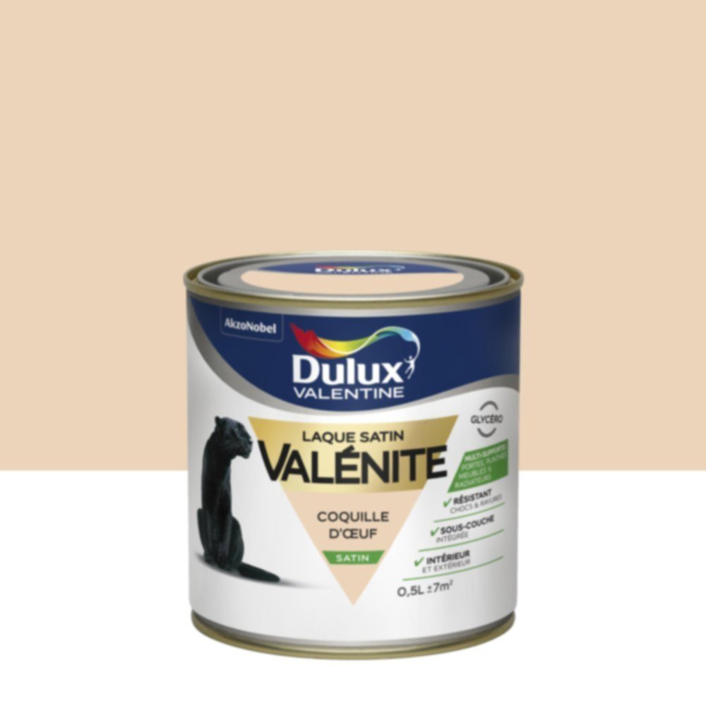 Peinture Laque Boiseries et Ferronnerie Valénite Coquille D'Œuf Satin 0,5L - DULUX VALENTINE