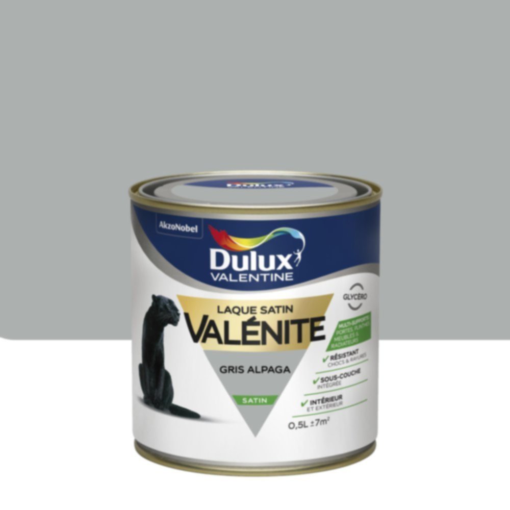 Peinture Laque Boiseries et Ferronnerie Valénite Gris Alpaga Satin 0,5L - DULUX VALENTINE