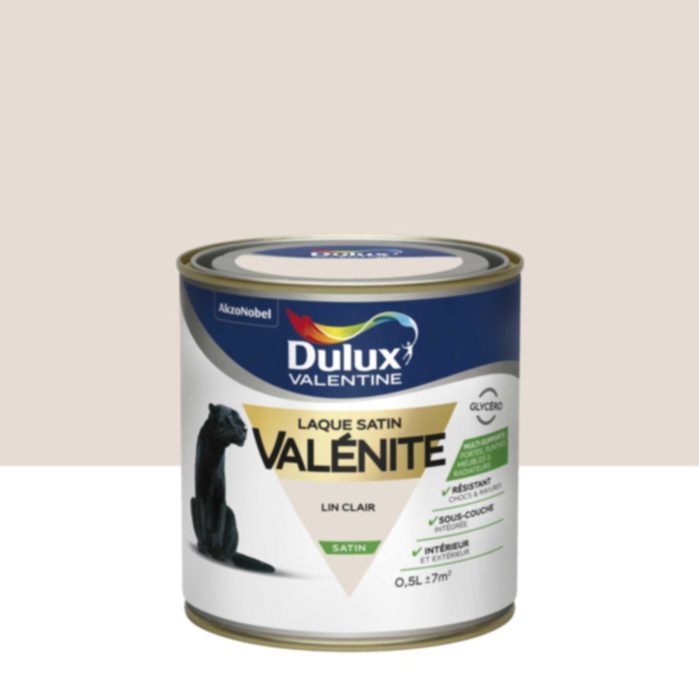 Peinture Laque Boiseries et Ferronnerie Valénite Lin Clair Satin 0,5L - DULUX VALENTINE