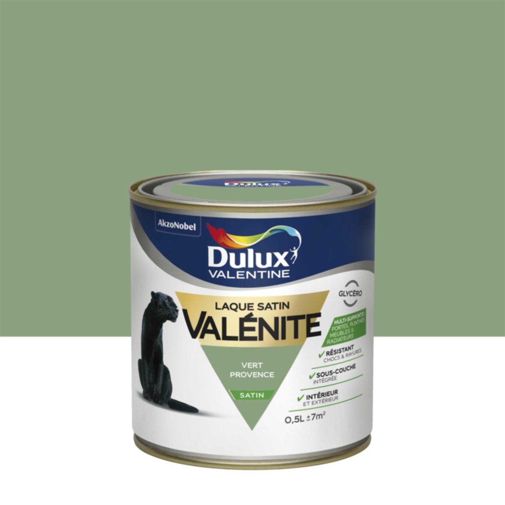 Peinture Laque Boiseries et Ferronnerie Valénite Vert Provence Satin 0,5L - DULUX VALENTINE