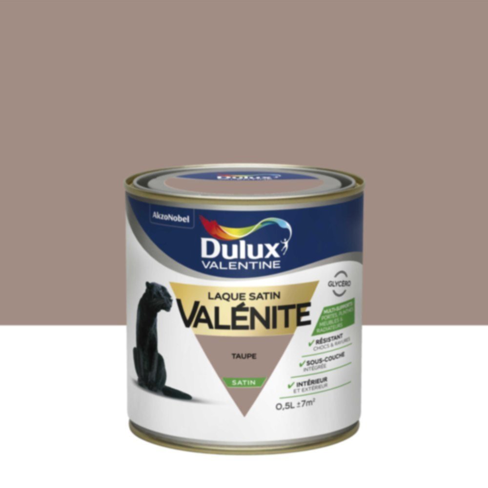 Peinture Laque Boiseries et Ferronnerie Valénite Taupe Satin 0,5L - DULUX VALENTINE