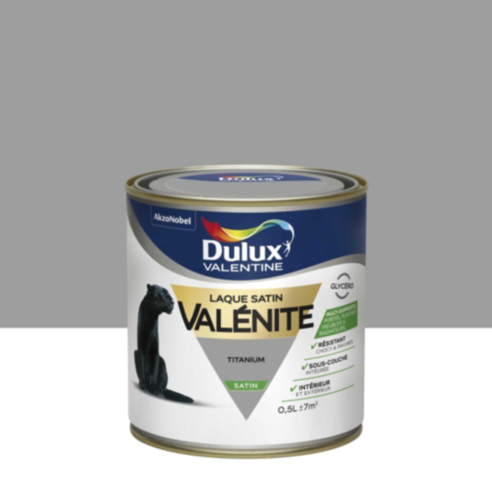 Peinture Laque Boiseries et Ferronnerie Valénite Titanium Satin 0,5L - DULUX VALENTINE