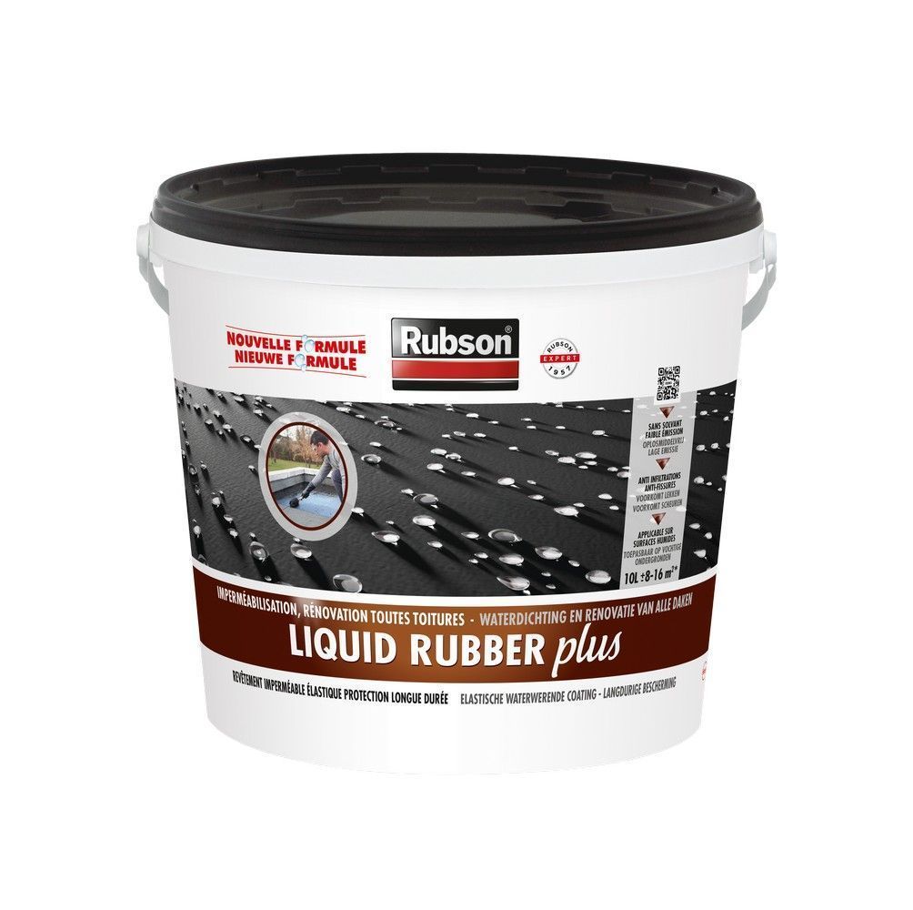 RUBSON Revêtement d'étanchéité Toitures Liquid Rubber plus noir 10L