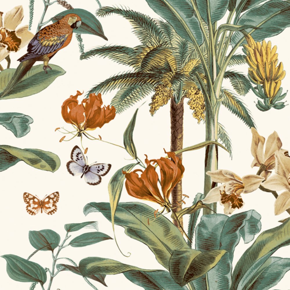 Papier Peint Vinyle Intissé Feuilles Bananier Tropical Palm Orge 0,53x10,05m - GRANDECO