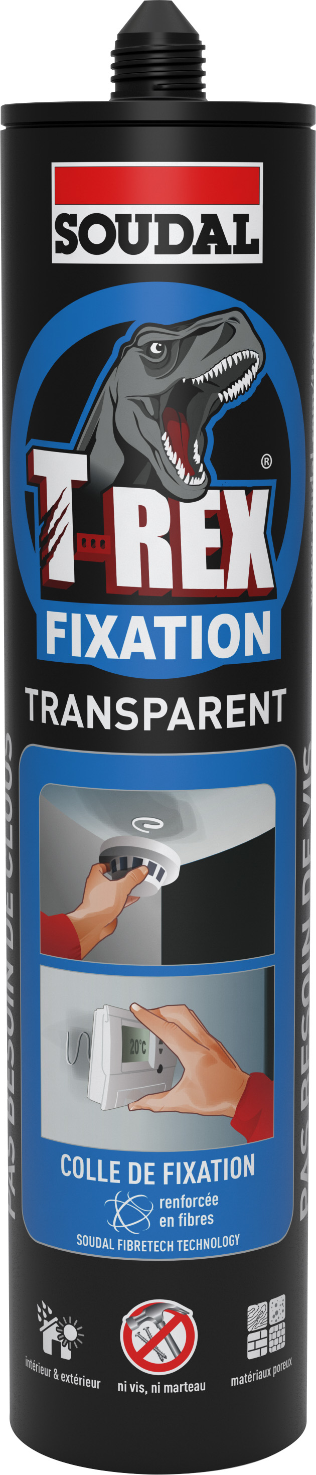 Colle fixation T-rex fixation - bleu - transparent 310g