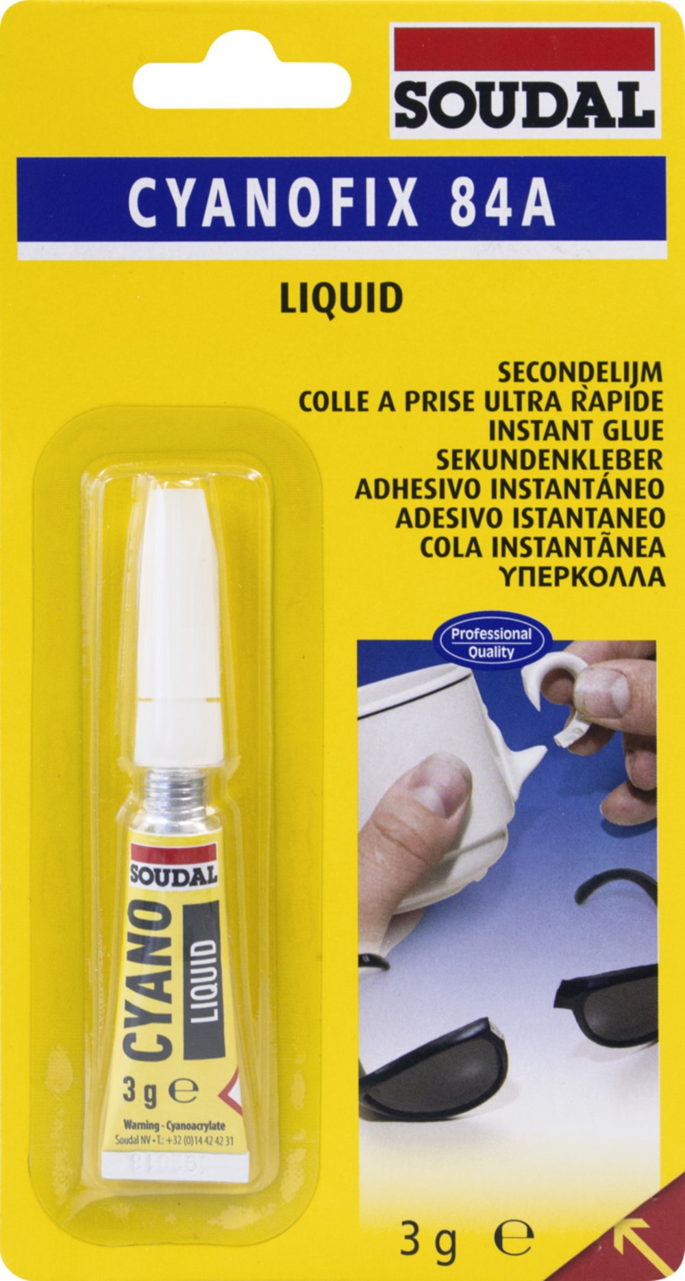 Colle cyanoacrylate liquide 84a tube blister 3gr