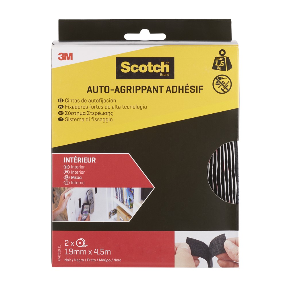 Rouleau agrippant adhésif intérieur noir  4,5 m x 19 mm - SCOTCH