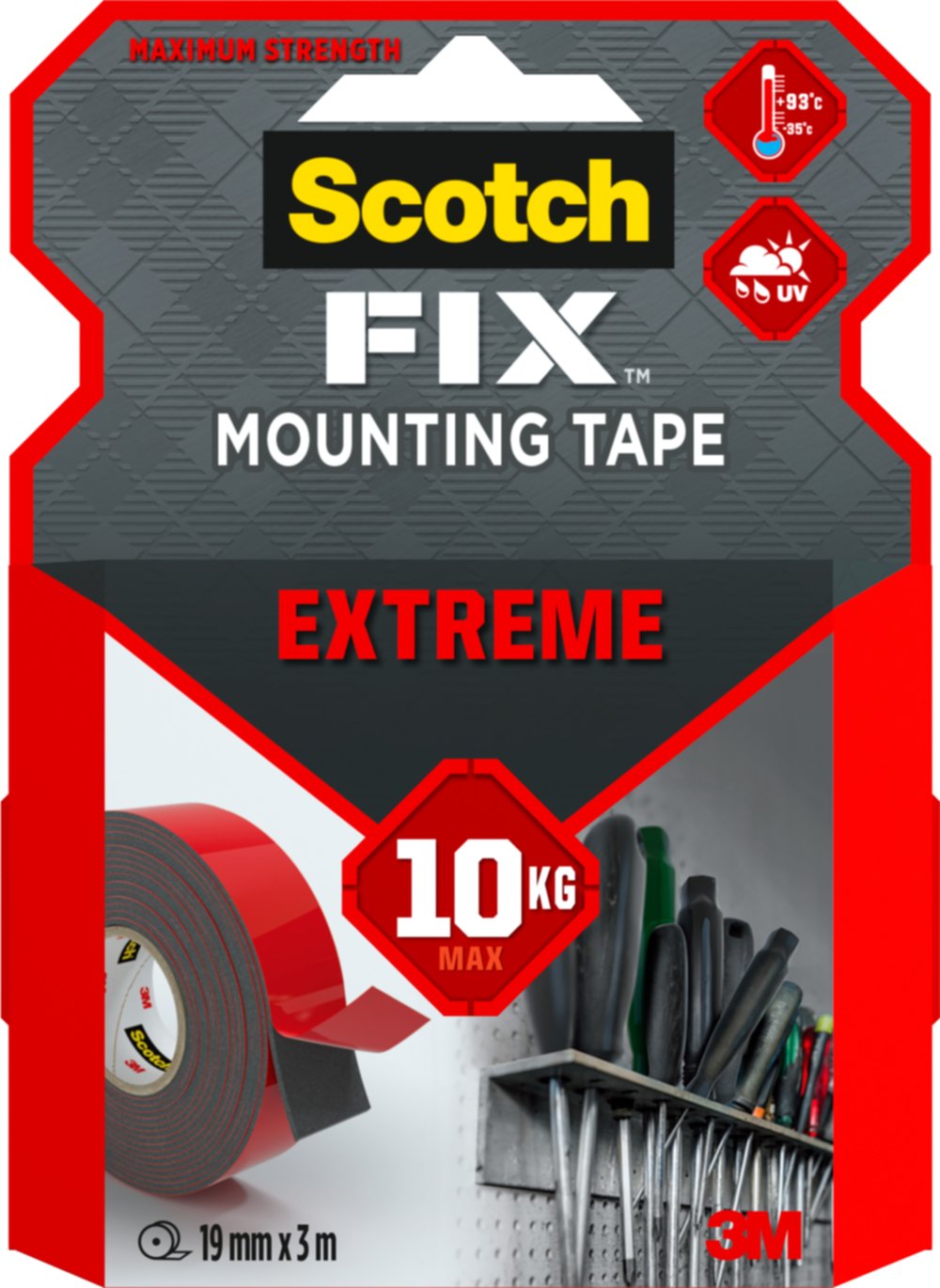 Ruban adhésif double face Fix Mounting Tape Extrême 19mmx3m Blanc - SCOTCH