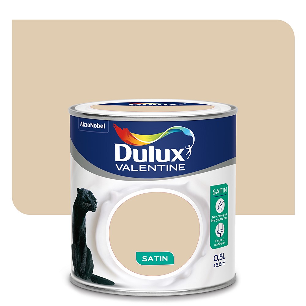 Peinture intérieure Crème de couleur satin Biscuit 0,5L - DULUX VALENTINE