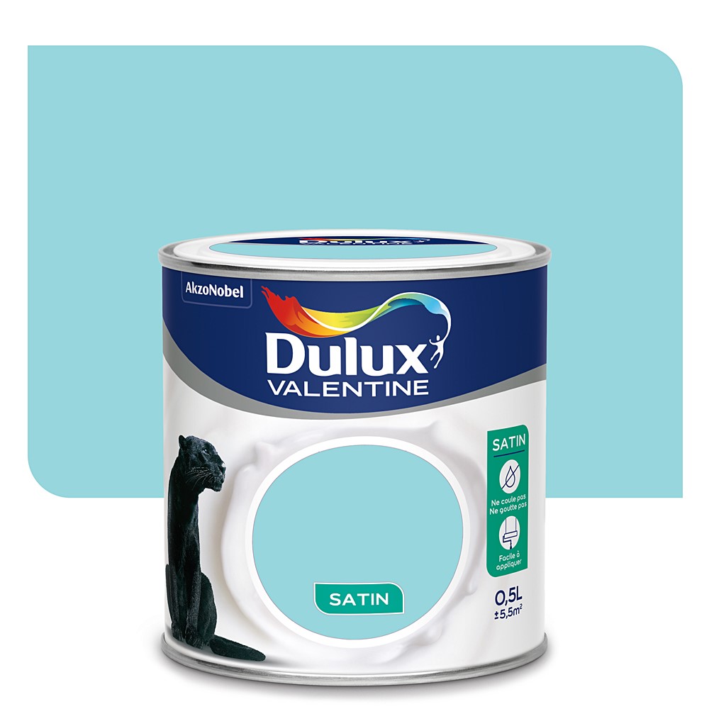 Peinture intérieure Crème de couleur satin Bleu Indien 0,5L - DULUX VALENTINE