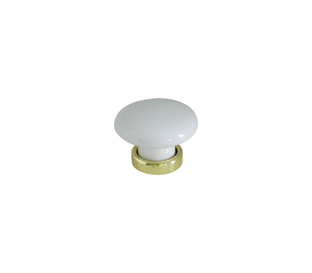 Bouton meuble Classique Céramique Laiton Blanc ø37mm - B BEAUTY