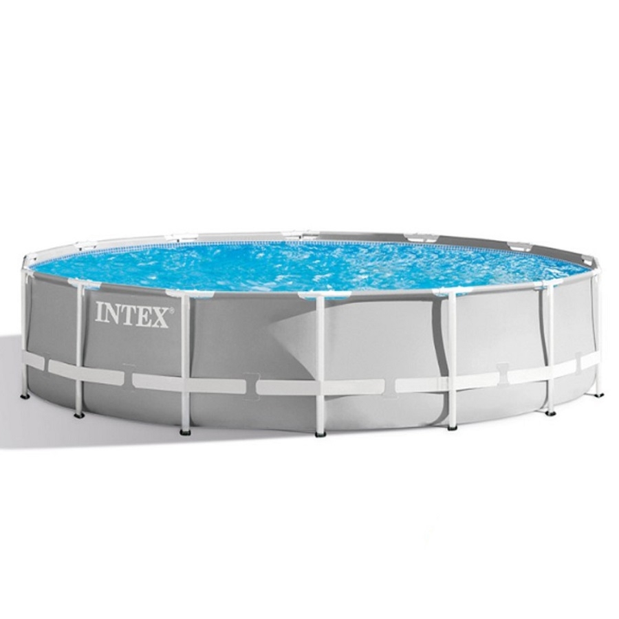 Piscine tubulaire Prism Frame Ø3,66xH,1,22m grise - INTEX