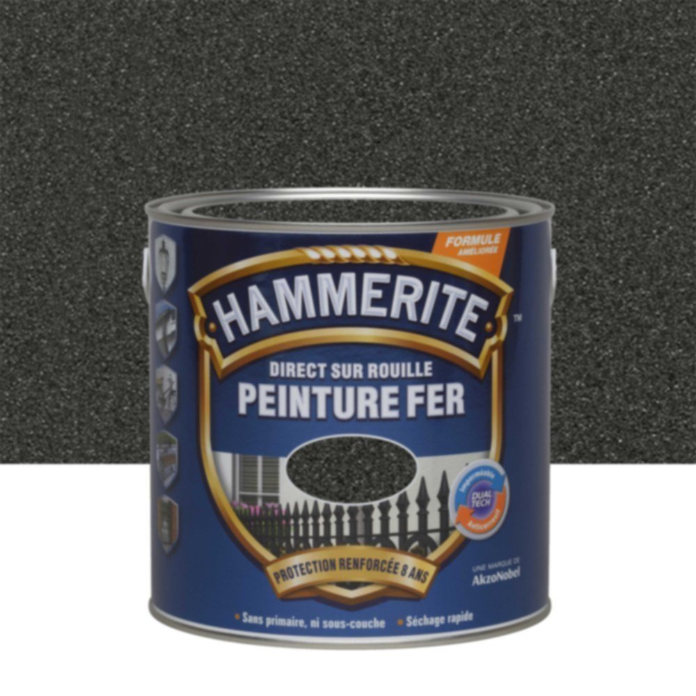 Peinture Métal Direct Sur Rouille Effet Forgé Noir 2,5L - HAMMERITE