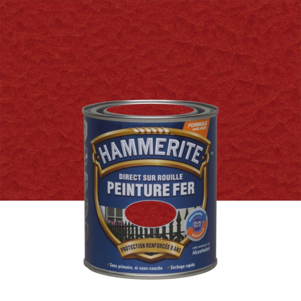 Peinture Métal Direct Sur Rouille Effet Martelé Rouge 0,75L - HAMMERITE