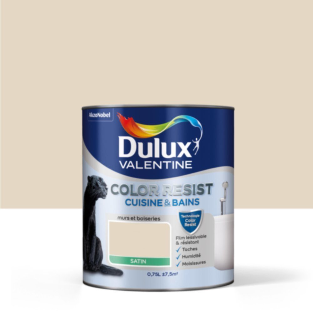 Peinture Pièces humides Color Resist Cuisine & Bains Cocon Satin 0,75L - DULUX VALENTINE