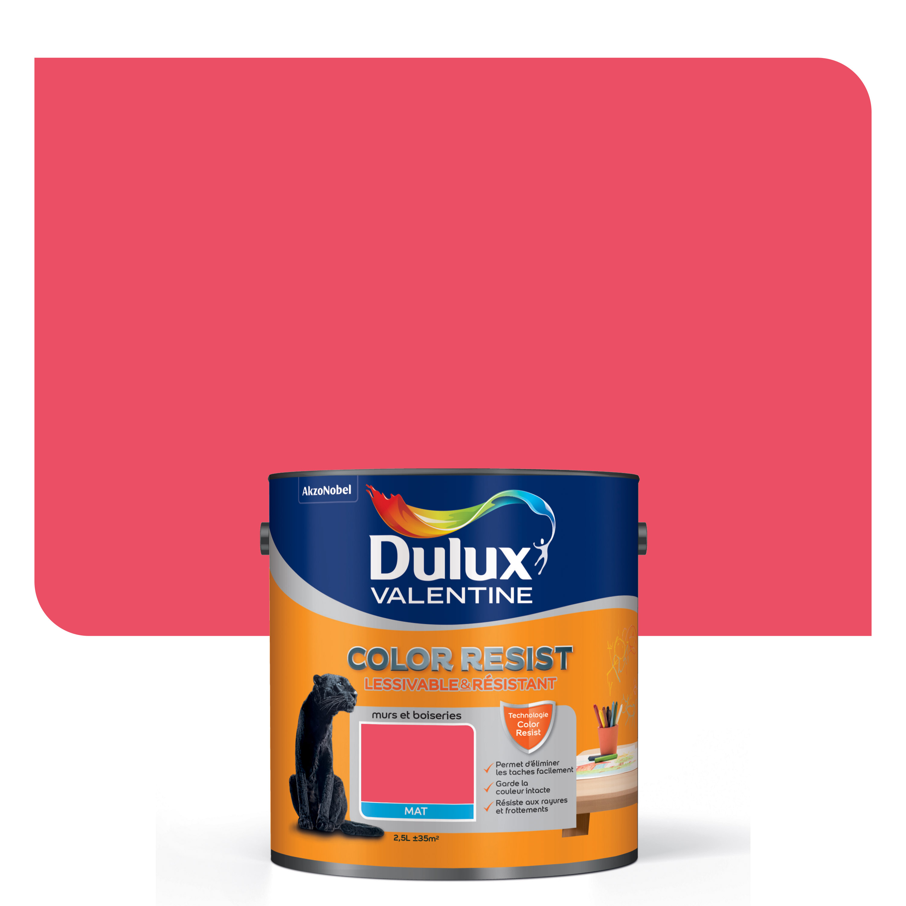 Peinture Color Resist Mat Rouge Eternel 2,5L - DULUX VALENTINE