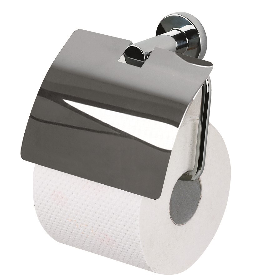 Porte papier wc avec couvercle atlantic métal chrome