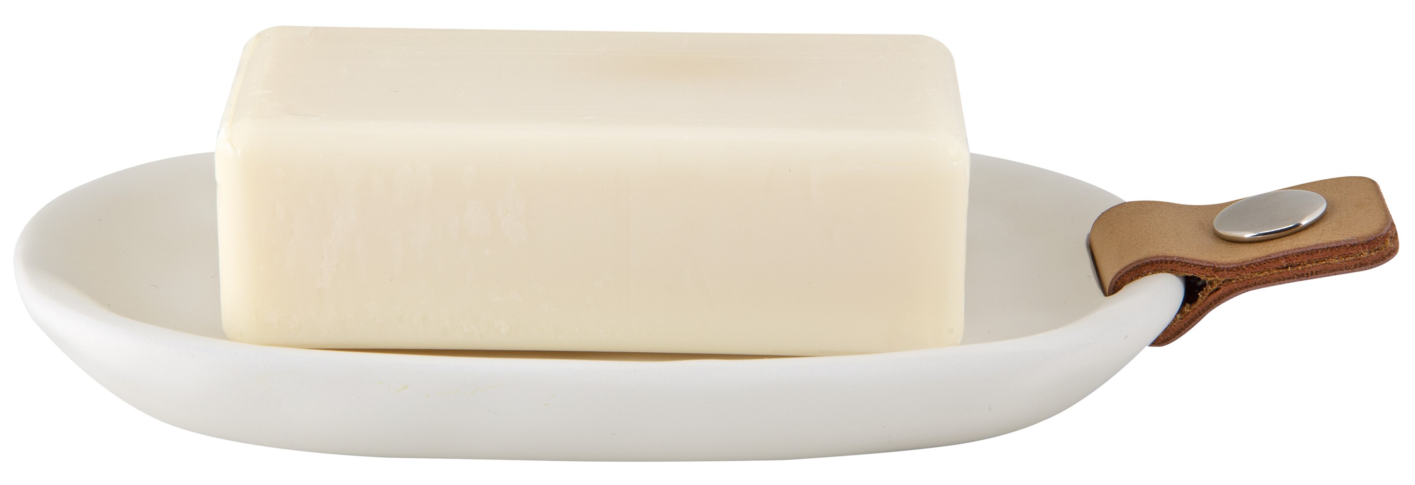 Porte-Savon Lio Blanc Résine/Cuir