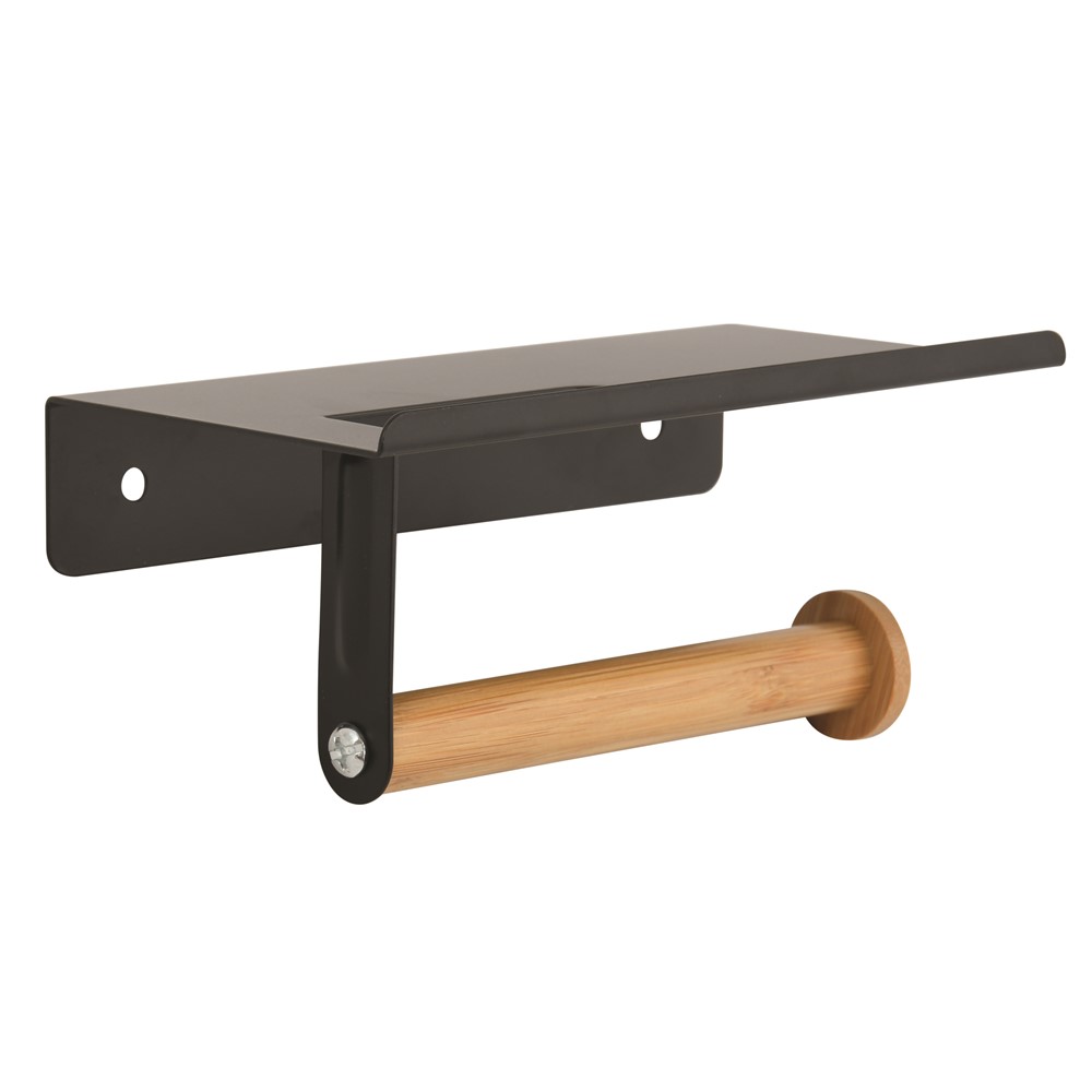 Porte rouleau tarek métal/bambou matt- black