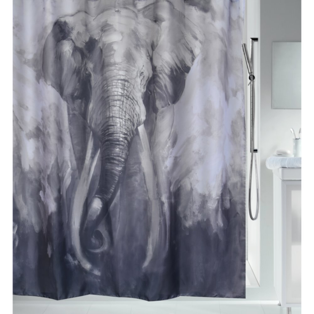 Rideau de douche Polyester Eléphant 180x200cm Bleu Gris - SPIRELLA