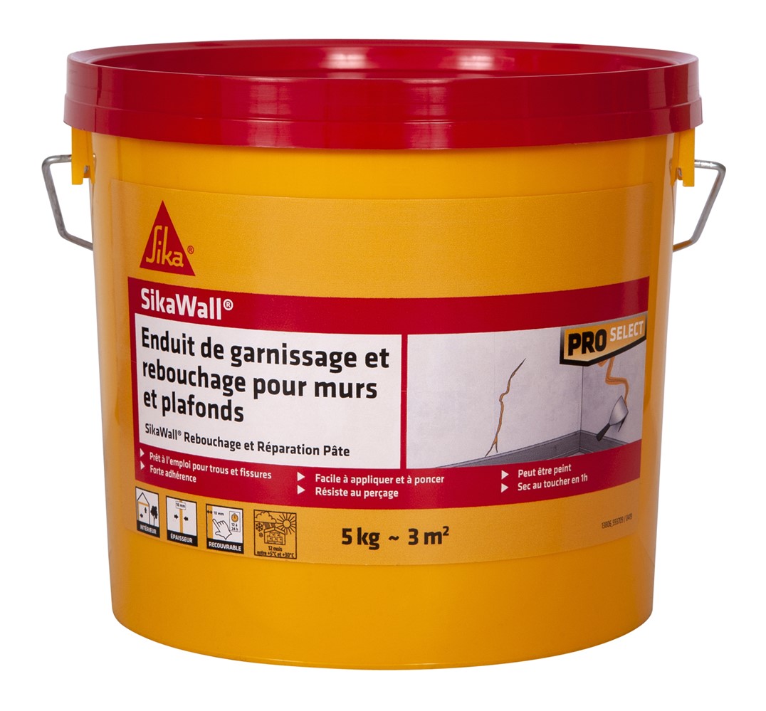 Enduit SikaWall® Garnissage et Rebouchage Murs Plafonds Blanc 5kg - SIKA 