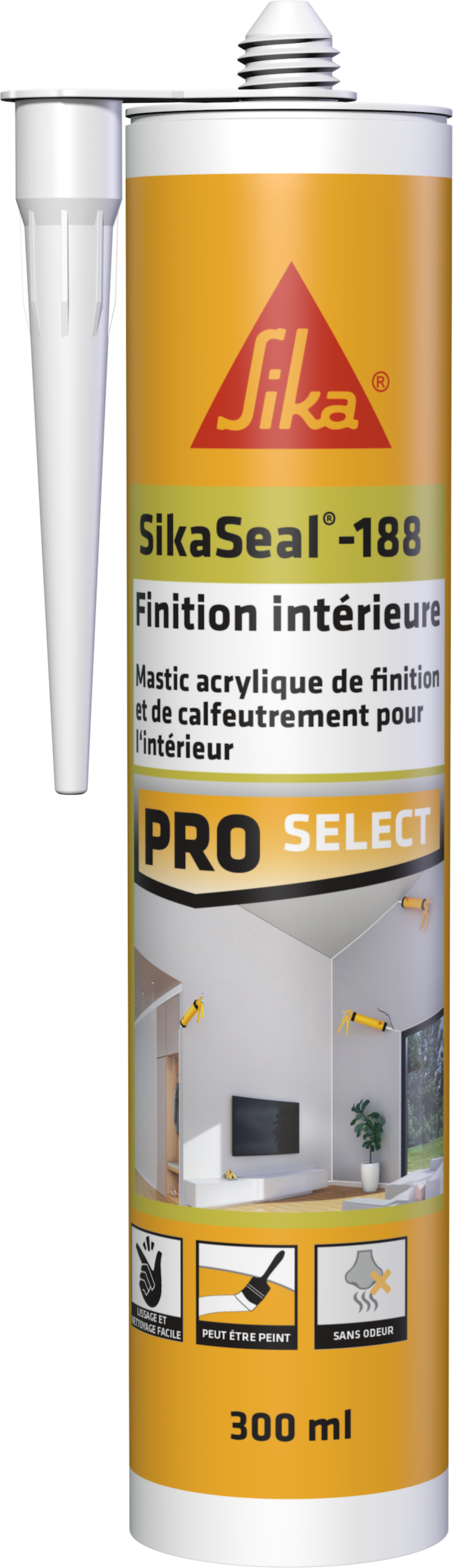 Mastic acrylique Finition intérieure SikaSeal-188 Blanc 300ml - SIKA 