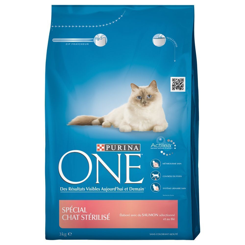 Croquettes Chat Stérilisé Saumon + Blé 3kg - PURINA ONE