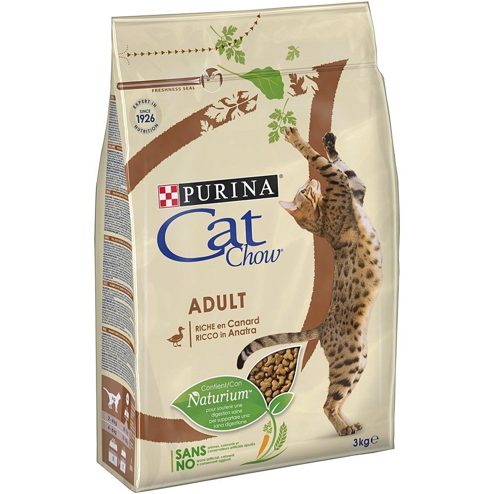 Croquettes Purina cat chow adult avec naturiumtm canard 3kg chat adulte