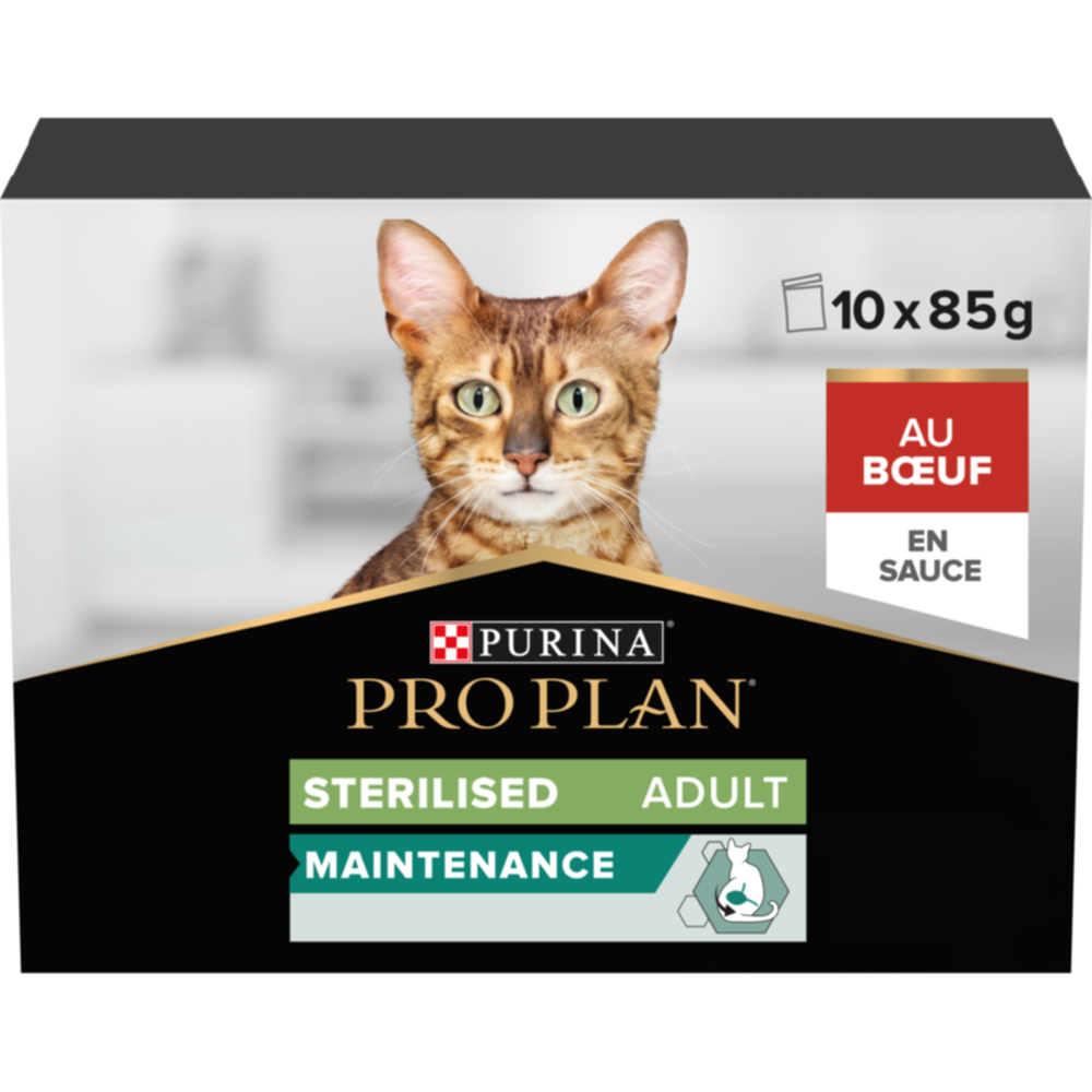 10 Sachets Bœuf Sauce chat adulte stérélisé 85g - PRO PLAN