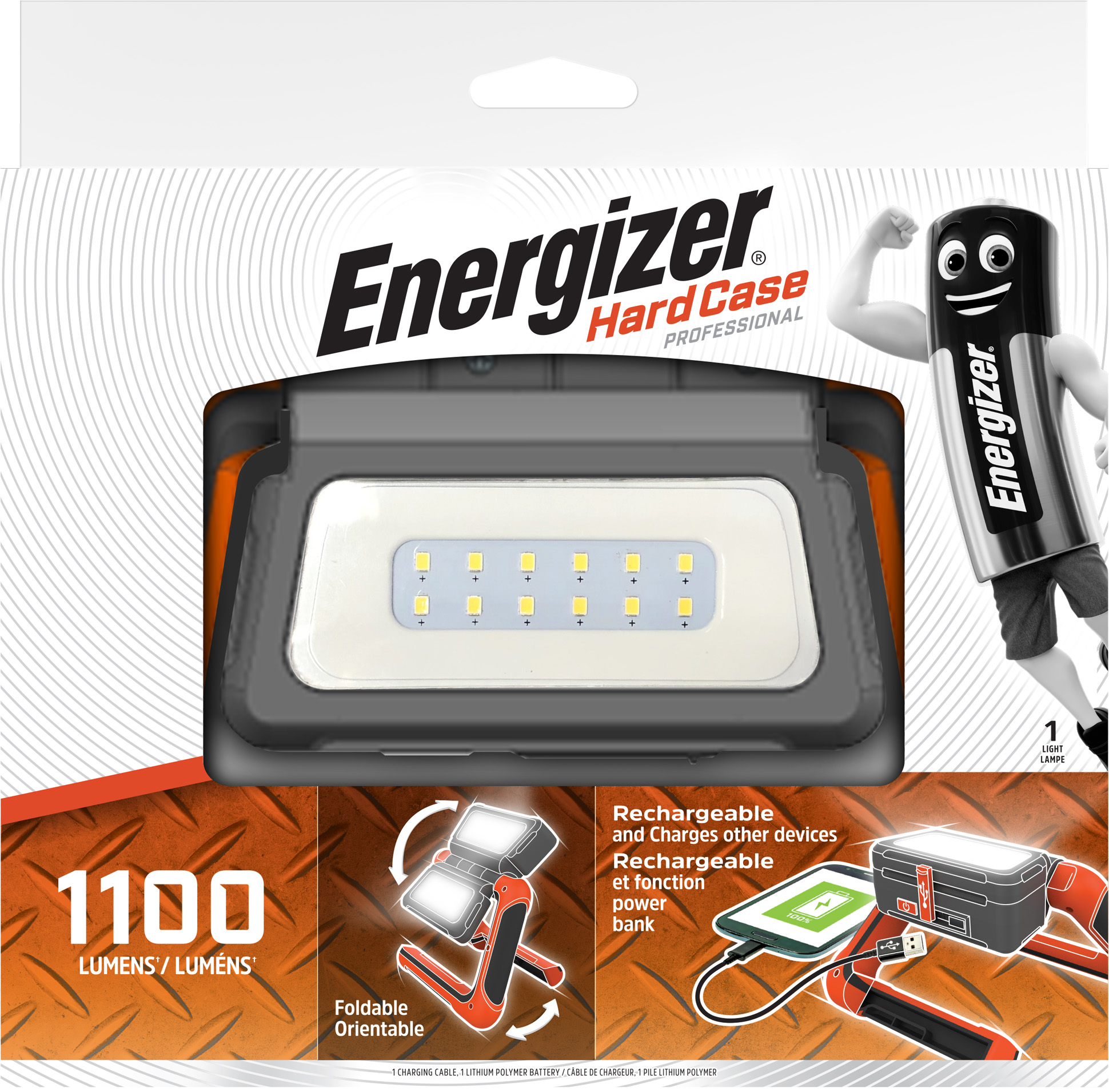 HardCase Pro Projecteur Rechargeable Panel Worklight 1100 lumens Energizer