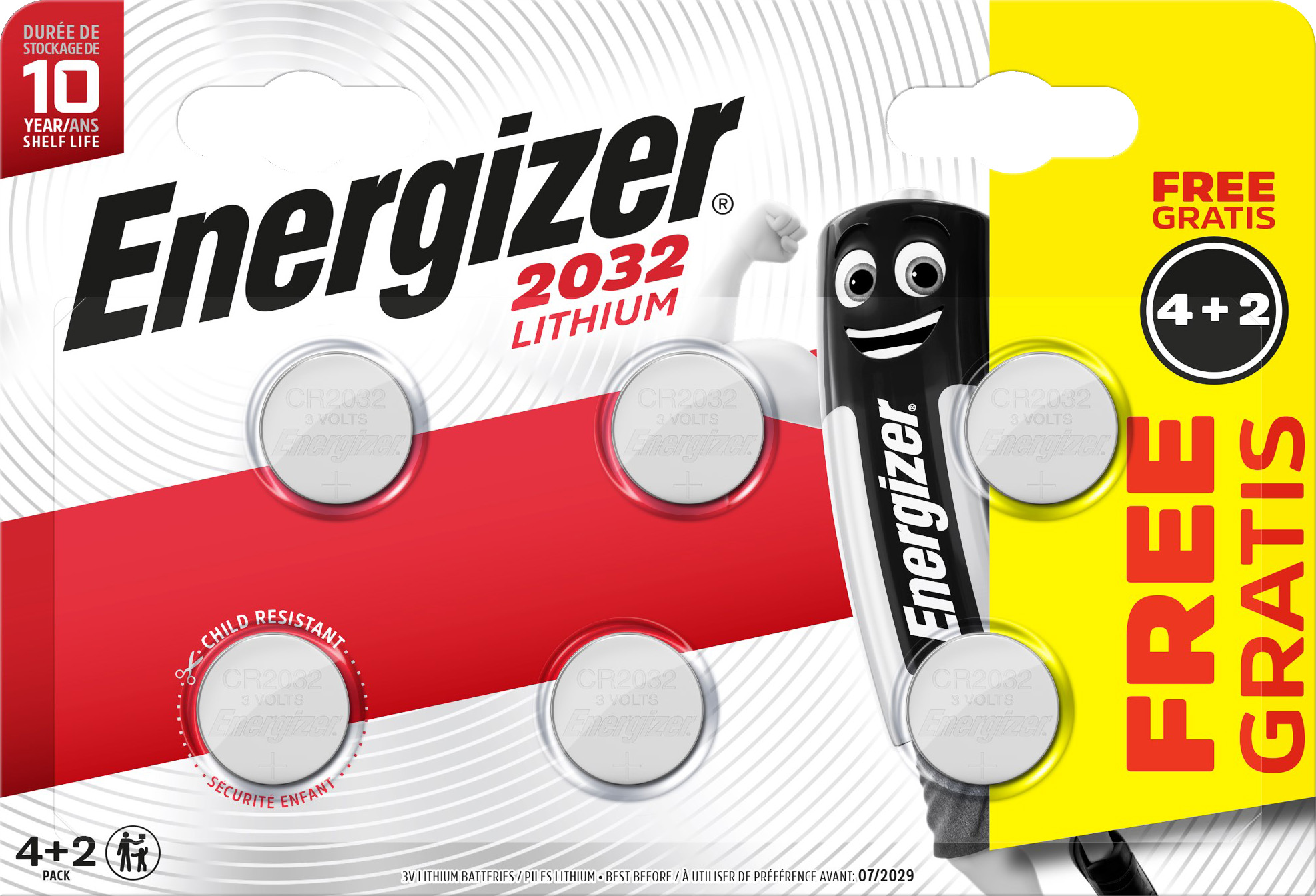 4+2 Piles lithium CR2032 3 volts - ENERGIZER