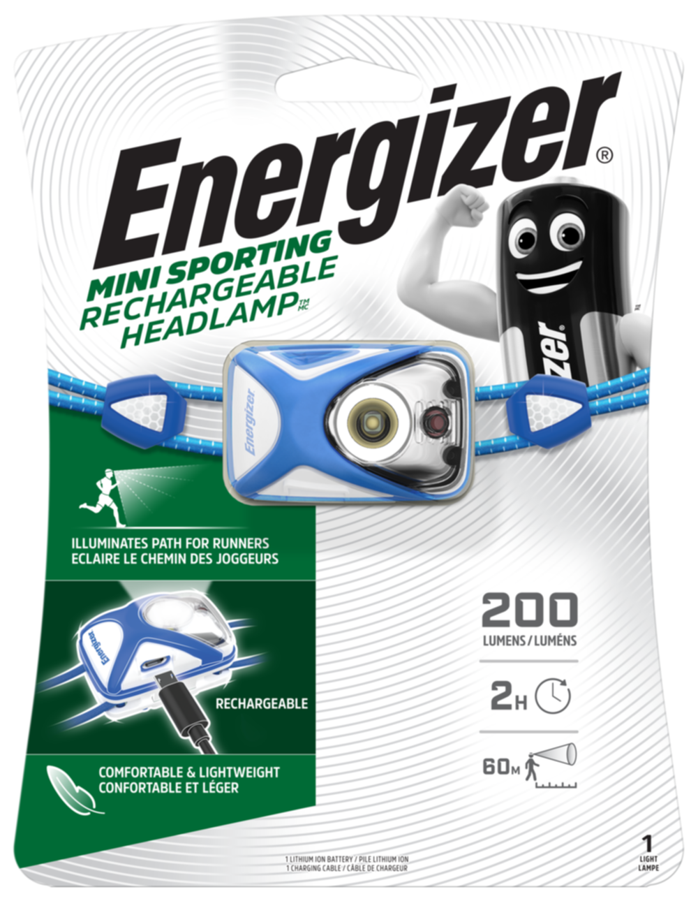 Lampe frontale de sport rechargeable 200lm - ENERGIZER