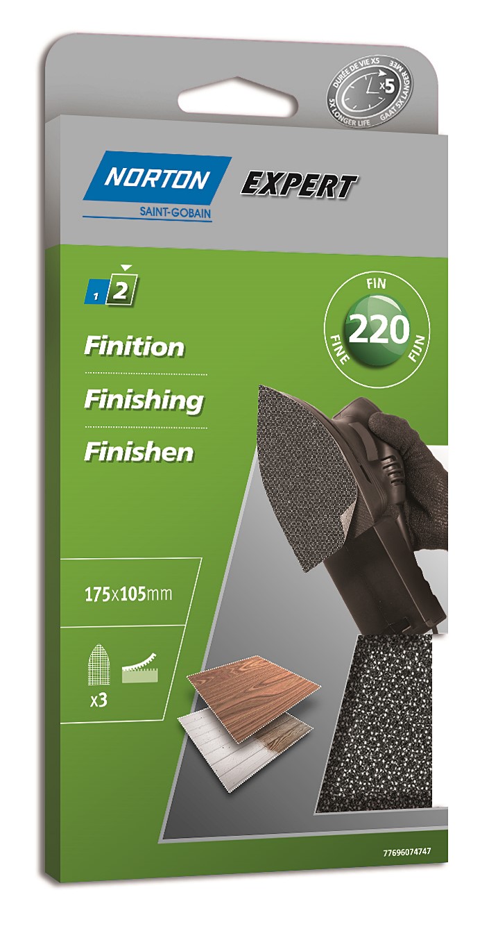 Patins anti-encrassants multi ponceuse 105x175mm Grain 220 - NORTON