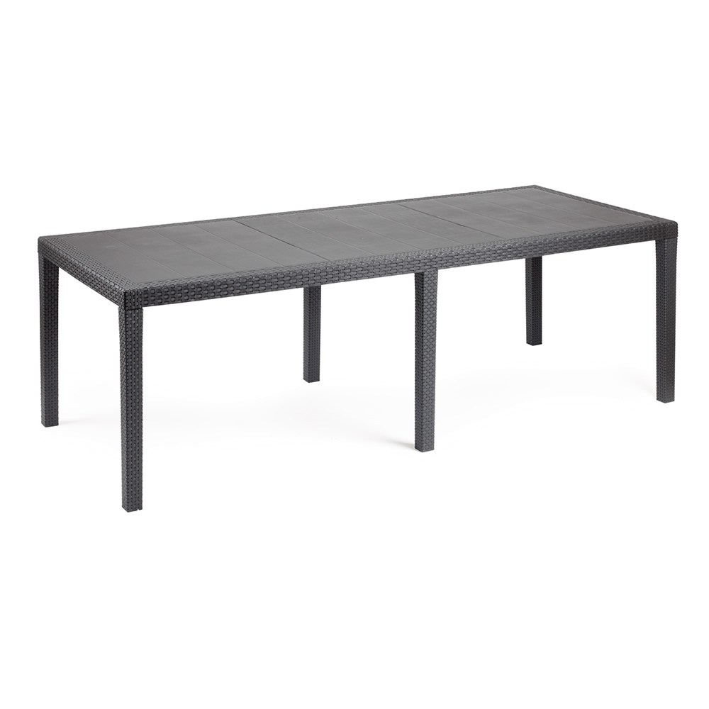 Table rectangulaire avec allonge effet rotin 150/220x90x72cm Queen