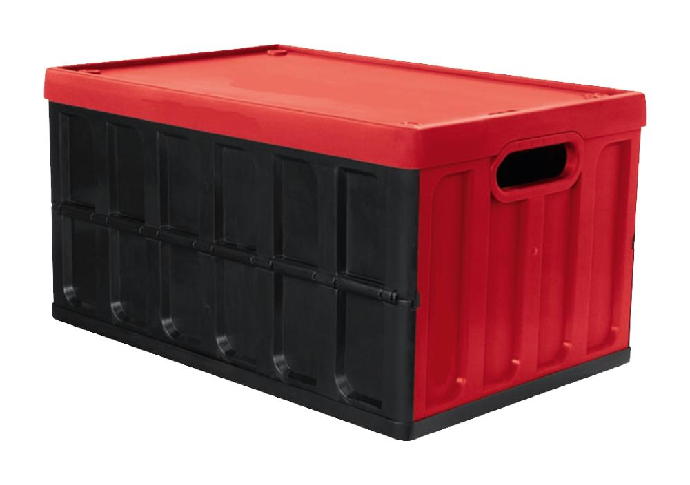 Bac de rangement pliant + couvercle 46L 54x36x28,5cm Noir et rouge