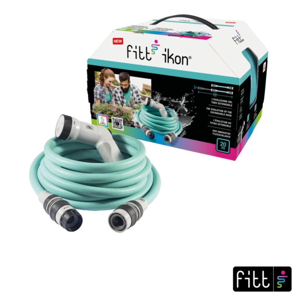 Tuyau d'arrosage extensible avec pistolet multi-jet Aquamarine Ø9mmx20m - FITT IKON