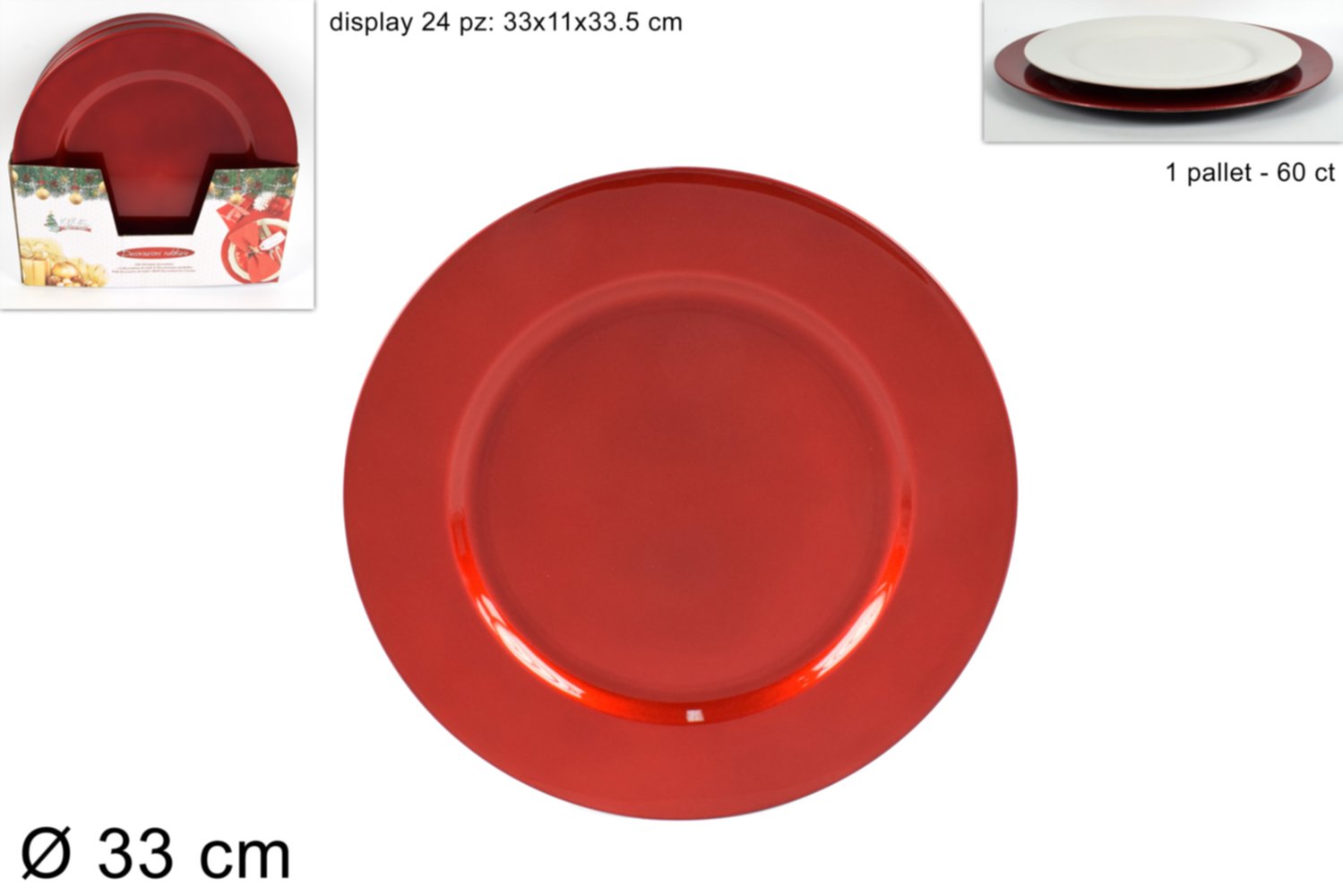 Assiette présentation rouge 33cm